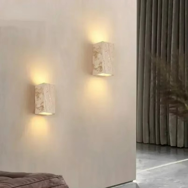 Outdoor Power Outlet With Remote Control - Sarı Traverten Taş Duvara Monte Lamba