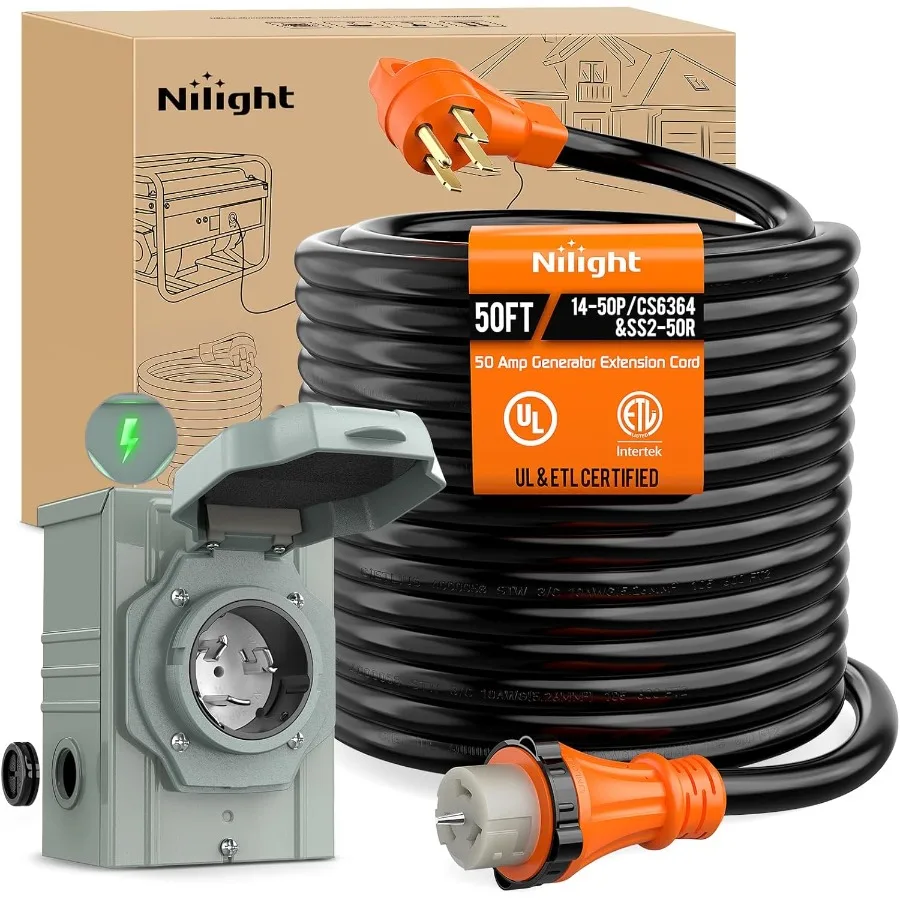 Outdoor Power Inlet Box - 50A 50FT Ağır Hizmet Tipi Jeneratör