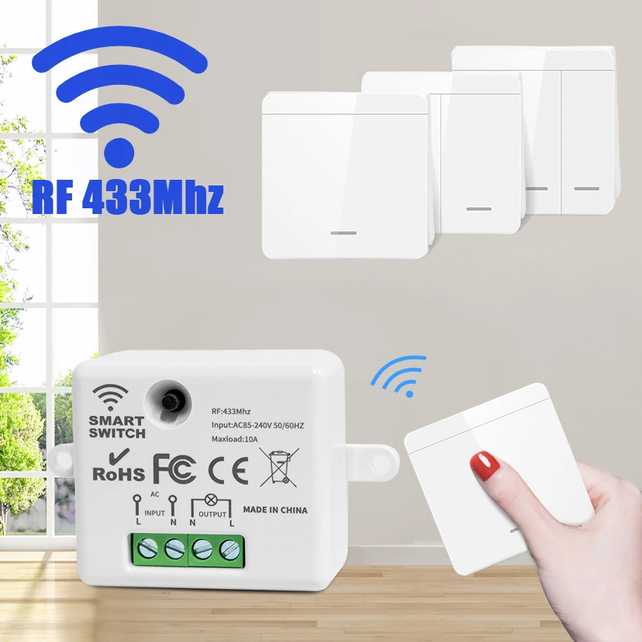 Outdoor Power Outlet With Remote Control - Kablosuz Duvar ışık anahtarı 433 Mhz