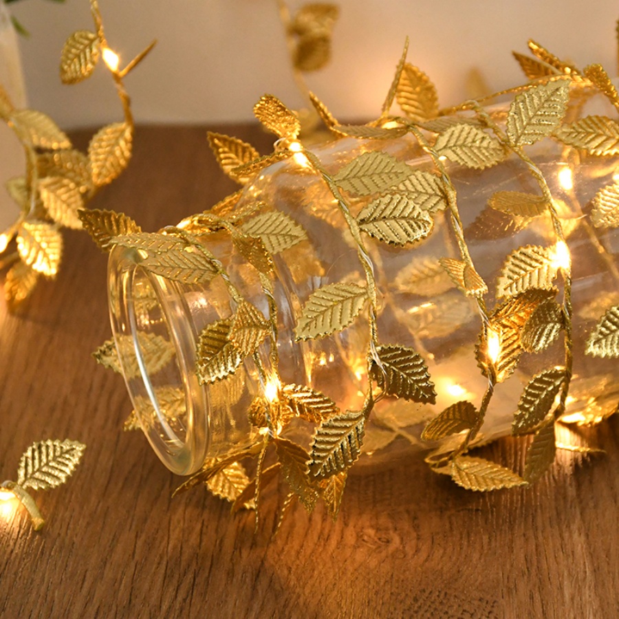 Outdoor Power Wire - Altın Yaprak Rattan Bakır Tel Dizili