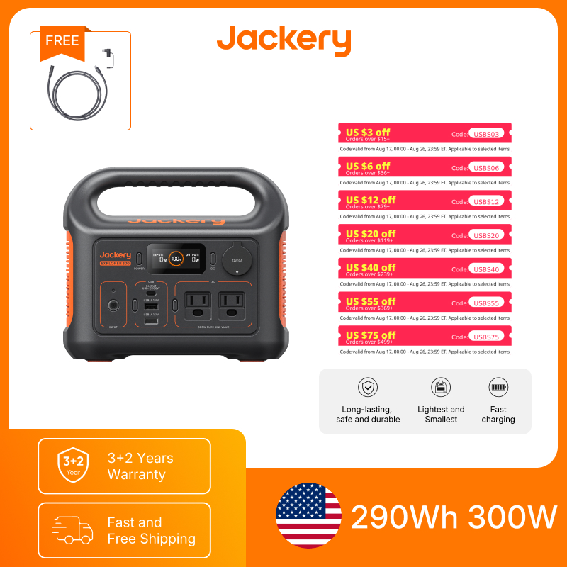 Outdoor Power Extension Cord - Jackery Taşınabilir Güç İstasyonu Explorer 300New,