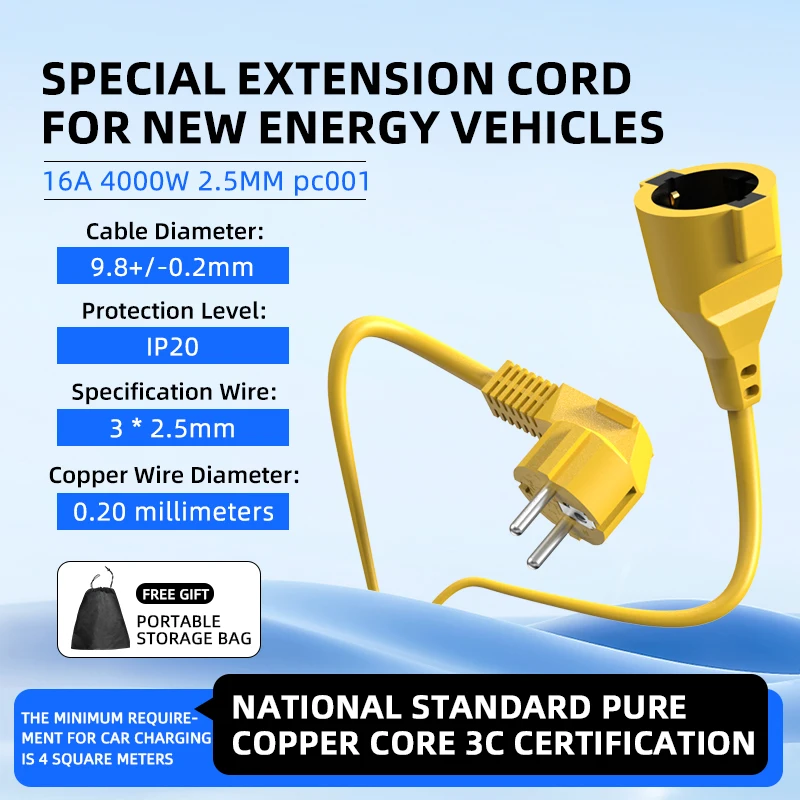 Outdoor Power Extension Cord - 16A EU Schuko Prizli Uzatma Kablosu
