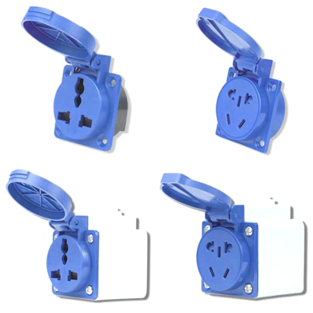 Outdoor Power Inlet Box - Mavi IP54 10A/16A 220V Çok Fonksiyonlu