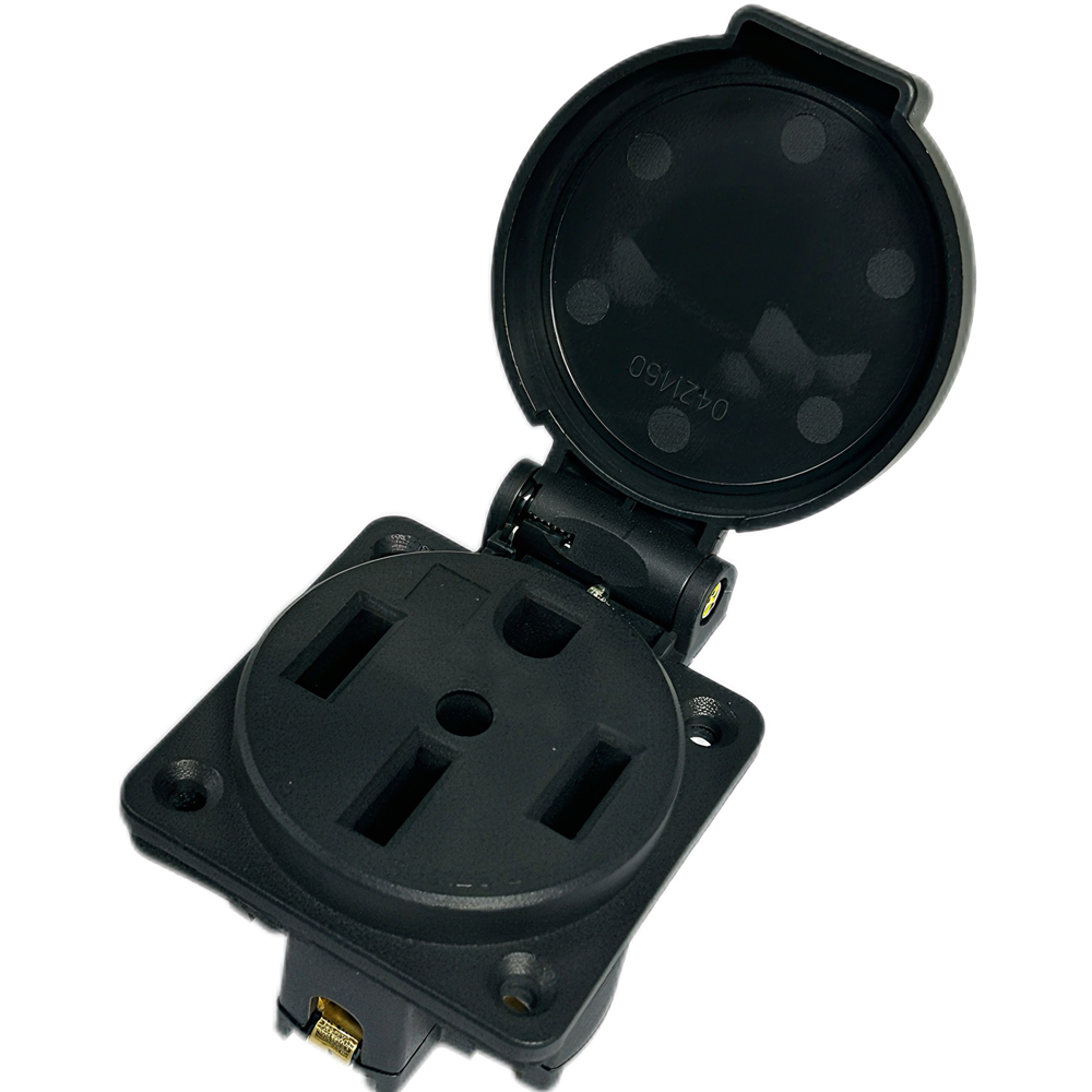 Outdoor Power Receptacle Box - Siyah Su Geçirmez 50 Amper Jeneratör